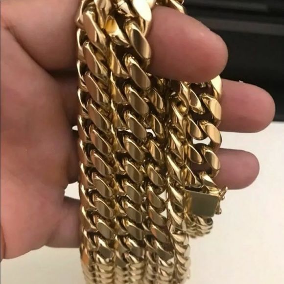 14K Gold Miami Cuban Chain 18MM 24” Stainless SS